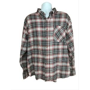 Ranch Tough Mens Flannel Shirt Button Front Red Black Plaid 2XL